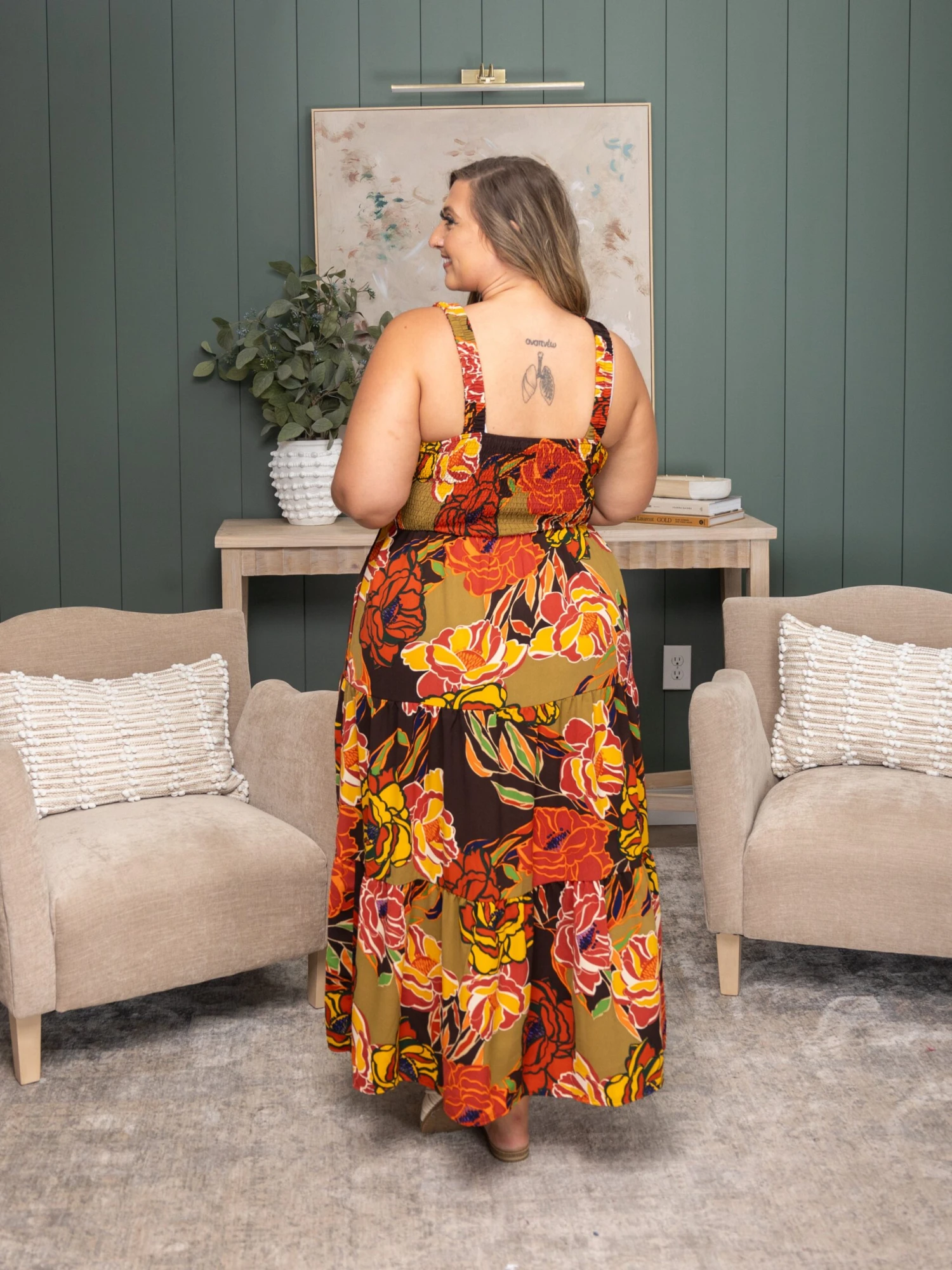 Floral Print Tiered Midi Dress | S - 3XL 4 Floral Print Tiered Midi Dress | S - 3XL - Image 4