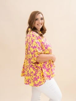 Peach Blossom Print Oversized Button Down Shirt | S-L -Discount Divas Shop c57c19d26884690d9cc068f648bc9ec3