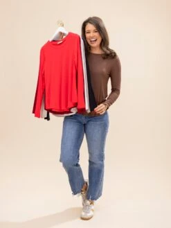 Zenana Flowy Round Hem Rayon Long Sleeve Top | S-XL -Discount Divas Shop c5ed85adaf1dfca55a1d25aa8cb12987