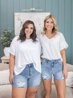 Judy Blue High Waist Shorts With Stitch Over Destroy Detail | S-3XL