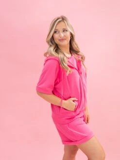 Luxe Scuba Short Sleeve Zip Up Hoodie By DD Design | S - 3XL -Discount Divas Shop c7d8798570fb8dadee86ac6bfbc4096e