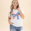 Short Sleeve Hoodie With American Flag Ribbon | S-L Americana