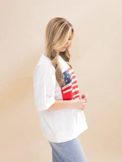 French Terry Short Sleeve Pullover With Flag Patch | S-3XL Americana -Discount Divas Shop c89c4db8214f7160ff0da662bbf33271