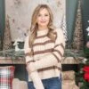 StripeCable Knit Sweater W/ Side Slits | S-L Thanksgiving