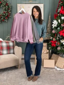 Waffle Long Sleeve Pullover | S - 3X