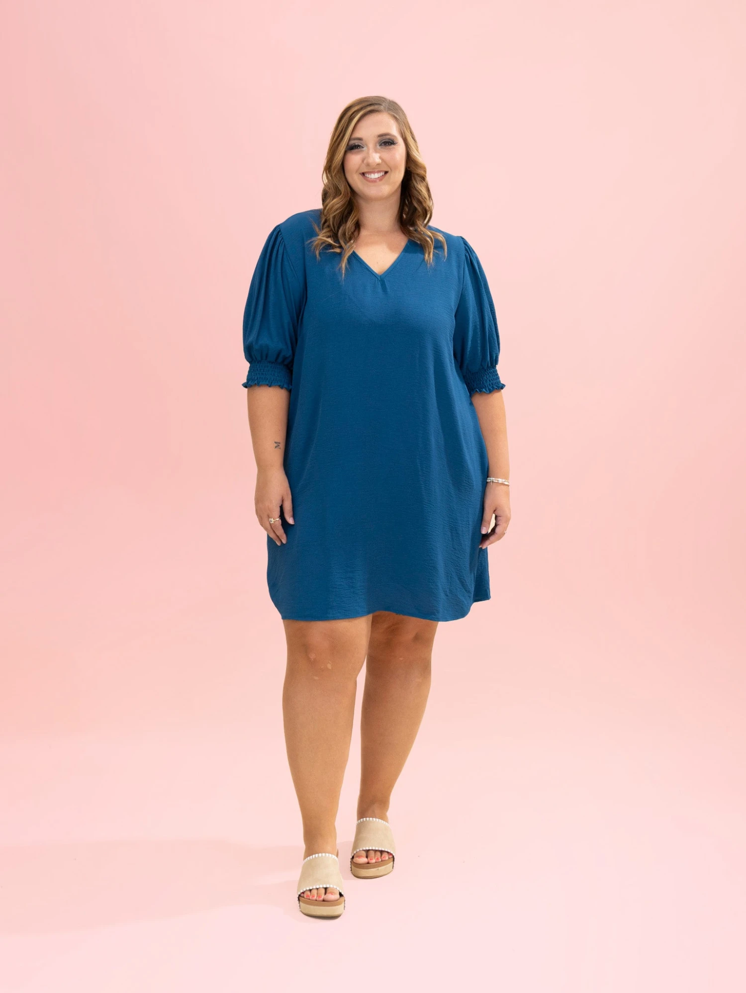 Smocked Sleeves V Neck Airflow Dress By DD Design | S-3XL 6 Smocked Sleeves V Neck Airflow Dress By DD Design | S-3XL - Image 6