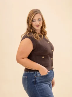 Gold Button Sleeveless Pocket Detail Knit Vest | S-L -Discount Divas Shop c9d9379fdbb7bad10ddd7d41a61a66fb