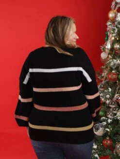 Striped Multicolor Long Balloon Sleeve Round Neck Sweater | S-3X -Discount Divas Shop cA7pxQyDrQue9Vx6dMwdCTQNLKWuOaoNMn58dvBR