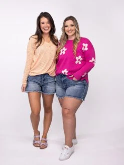 DD Denim High Low Washed Frayed Hem Shorts | S-3X