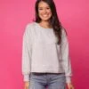 Long Sleeve Drop Shoulder Raw Edge Knit Top | S-L