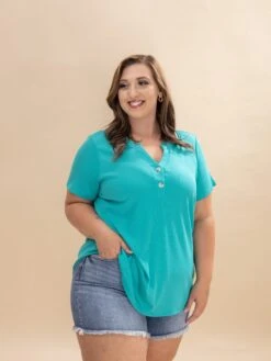 Andree Short Sleeve Top With Button Detail | S-3XL -Discount Divas Shop ca2df95ce81fa13ddbcdd3467e9b7aca