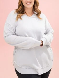 Lived In V Neck Rounded Hem Sweatshirt W/ Pockets By DD Design | S-3XL -Discount Divas Shop cae7a2aa09bd20a57a505757912cd92c