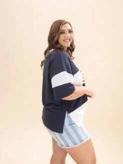 Patchwork American Flag Sweatshirt Top | S-L Americana -Discount Divas Shop cbeac40a7274de6fe5a447893becdd6f