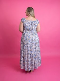 Paisley Print Square Neck Short Sleeve Maxi Dress | S - XL -Discount Divas Shop cc09a6be749b84f0f5a8fd86058575e4