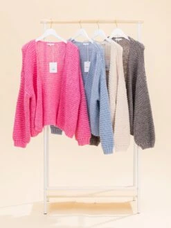 Waffle Knit Drop Shoulder Open Cardigan | XS/S-M/L