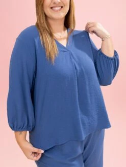 3/4 Bubble Sleeve V Neck Airflow Top By DD Design | S-3XL Pair W/ Sku63858 -Discount Divas Shop ccf61723b228ffd241af365bd761953d