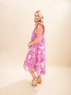 Floral Boho Midi Dress W/ Flutter Sleeves | S-L Coastal Collection -Discount Divas Shop ce48836d7d0bb66e9161d971d057fec2