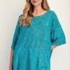Short Sleeve Loose Fit Knitted Sweater Tunic | S-L Easel