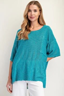 Short Sleeve Loose Fit Knitted Sweater Tunic | S-L Easel