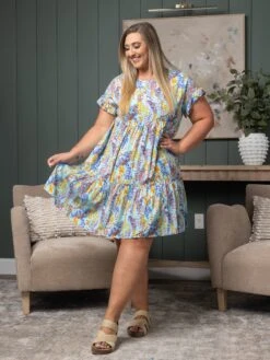 Print Ruffle Sleeve Babydoll Dress | S - 3X -Discount Divas Shop cf230e8edb5b4e94cbfa3836530052a6