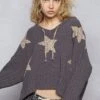 Animal Print Star Patch Sweater Hoodie | S - L POL