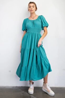 Bubble Sleeve Linen Maxi Dress | S - L Easel