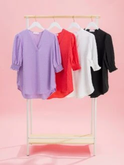 Airflow Dot Smocked Sleeve Top By DD Design | S-3X -Discount Divas Shop cf9db769016e4e490568a3f016a222ee