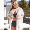 Square Lace Fringe Trim Open Front Swim Coverup | S - 3XL Final Sale *Final Sale*