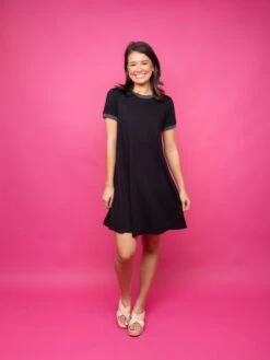 Short Sleeve Round Neck Cotton Dress W/ Ribbing | S - XL -Discount Divas Shop d012fad00176e7460f56e45324d5977a