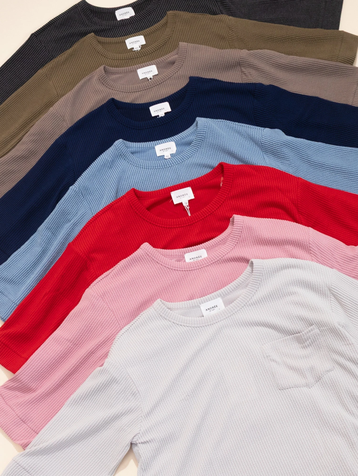 Andree Raised Rib Round Neck 3/4 Sleeve W/ Pocket | S - 3X 4 Andree Raised Rib Round Neck 3/4 Sleeve W/ Pocket | S - 3X - Image 4