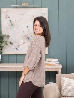 Chunky Knit Oversized Round Neck 3/4 Sleeves Sweater | S/M - 2X/3X -Discount Divas Shop d09e76d959bb6e6e899ec1955ba46c03