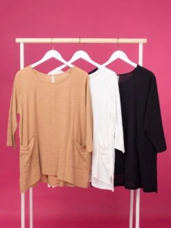 Zenana Gauze Two Pockets 3/4 Sleeve Top | S - 3X