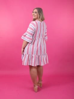 Easel V Neck Striped Babydoll Embroidered Dress | S - L -Discount Divas Shop d0cea094a4372e67f32bc8115232294b