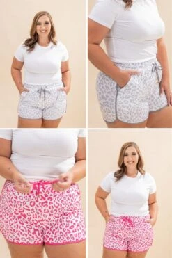 Leopard Elastic Waist Lace Up Contrast Trim Casual Shorts | S-XL