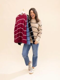 Zenana Round Neck Long Sleeve Stripe Sweater | S-L -Discount Divas Shop d305616c7ed6fc48aa9bb4d9b0ec8e21