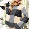 Color Block Check Pattern Sweater | S - XL BiBi