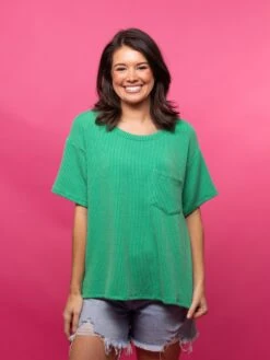 AndreeRaised Rib Pocket Tee | S - 3X -Discount Divas Shop d428a4e2f65ea54a822e10eb6474c5f0
