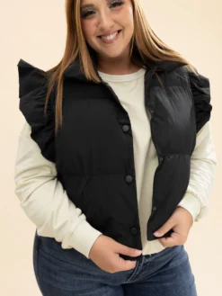 Ruffle Sleeve Puff Vest | S-L -Discount Divas Shop d47f51d75103bf2b4e9666bf65df4bb0