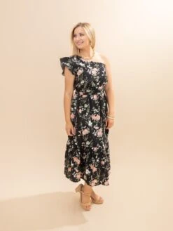One Shoulder Floral Midi Dress | S-L -Discount Divas Shop d50d5d6176a1e1af4cd26fee1246c9d7