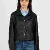 PRE-ORDER Faux Leather Collared Snap Button Jacket | S - XL Snobbish