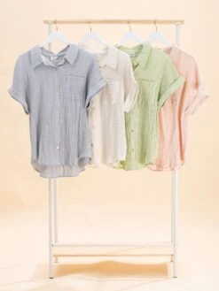 Oversized Dolman Sleeve Crinkled Woven Shirt Top | S-L