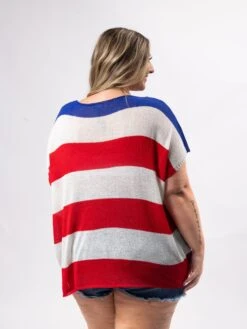 American Flag Loose Fit V-Neck Light Knitted Top | S-3X Americana -Discount Divas Shop d6ccbd2a925d66b8bd2c995e36b75411