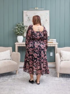Lurex Floral Printed Tiered Midi Dress | S-3XL -Discount Divas Shop d6f45d3fa527ae37a716b2c324fddc86