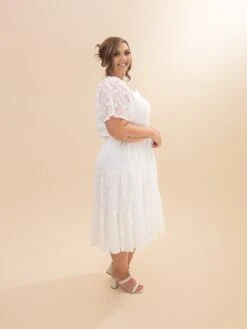 Floral Lace Smocked Short Sleeve Midi Dress | S-3XL -Discount Divas Shop d80169bbab417edf7418d2e076118e3c