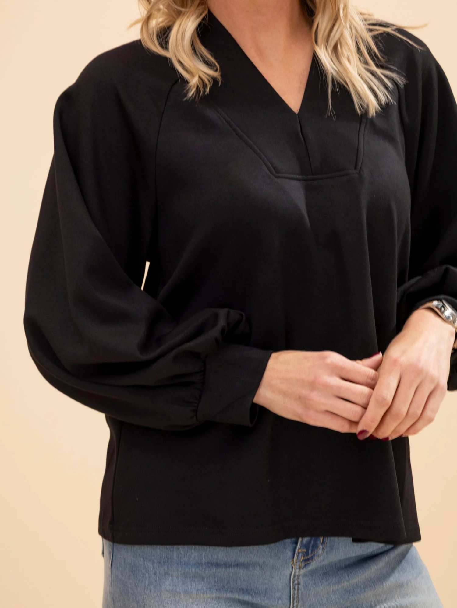 Long Sleeve V Neck Top | S-L 4 Long Sleeve V Neck Top | S-L - Image 4