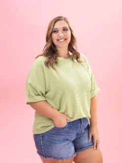 Raised Rib Cuff Sleeve Top By DD Design | S-3XL -Discount Divas Shop d8a4f99e52fbd3cc764d88bd41e4f886