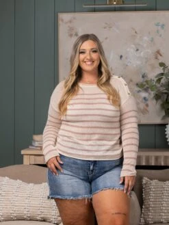 Snap Button Lightweight Striped Long Sleeve Top | S-L -Discount Divas Shop d92454ca96e1ee181ba044e54ddbaa65