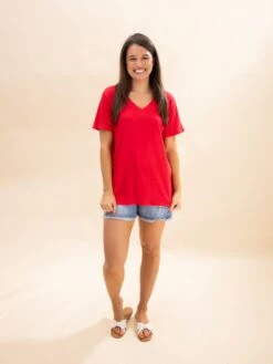 Zenana Cotton Short Sleeve V Neck Tee | S-3X -Discount Divas Shop d9c2a05984fcf3076128b91c74cad962