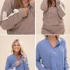 Raised Rib Long Sleeve Half Zip Hoodie | S-3XL Pair W/ Sku63513