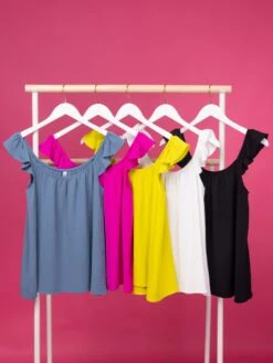 Airflow Ruffle Strap Gathered Neckline Top | S - L